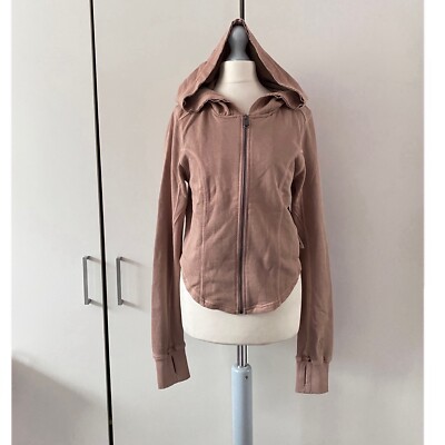 Free People Zip Up Cropped Hoodie FP Movement Sahara M Medium Sweatshirt Taupe