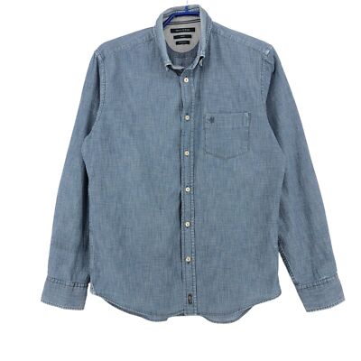 MARC O'POLO Herren Indigo Langarm Lässig Hemd Größe M ( 39/40 )