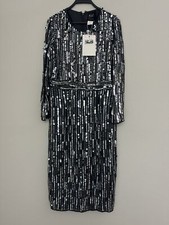 New Mac Duggal Gray Sequin Embellished Long Sleeve Shift Dress 93590 Size 12