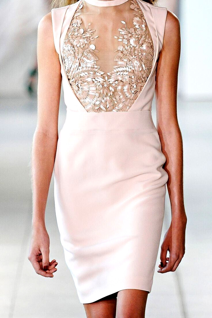 Antonio Berardi 2012 Runway Embroidered Pink GOLD Cocktail Dress US 2 4 / IT 40