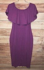 ASOS Women's Dress Sz 6 Maternity Purple Midi Ruffled Off Shoulder Pencil LBB76