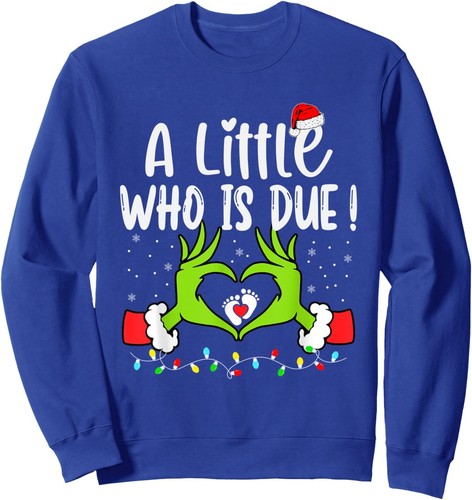 A Little Who is Due Funny Christmas Pregnancy Announcement Sweatshirt - Picture 4 of 6