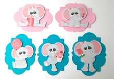 Love Elephant Heart Flower Dimensional Card Front Scrapbook Embellishment 765