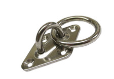 5mm STAINLESS STEEL MARINE DIAMOND EYEPLATE with RING boat yacht deck trailer