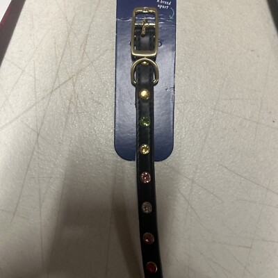 Youly The Diva Dog Collar 8-10 Inches Xs Xxs Black Colored Gems 