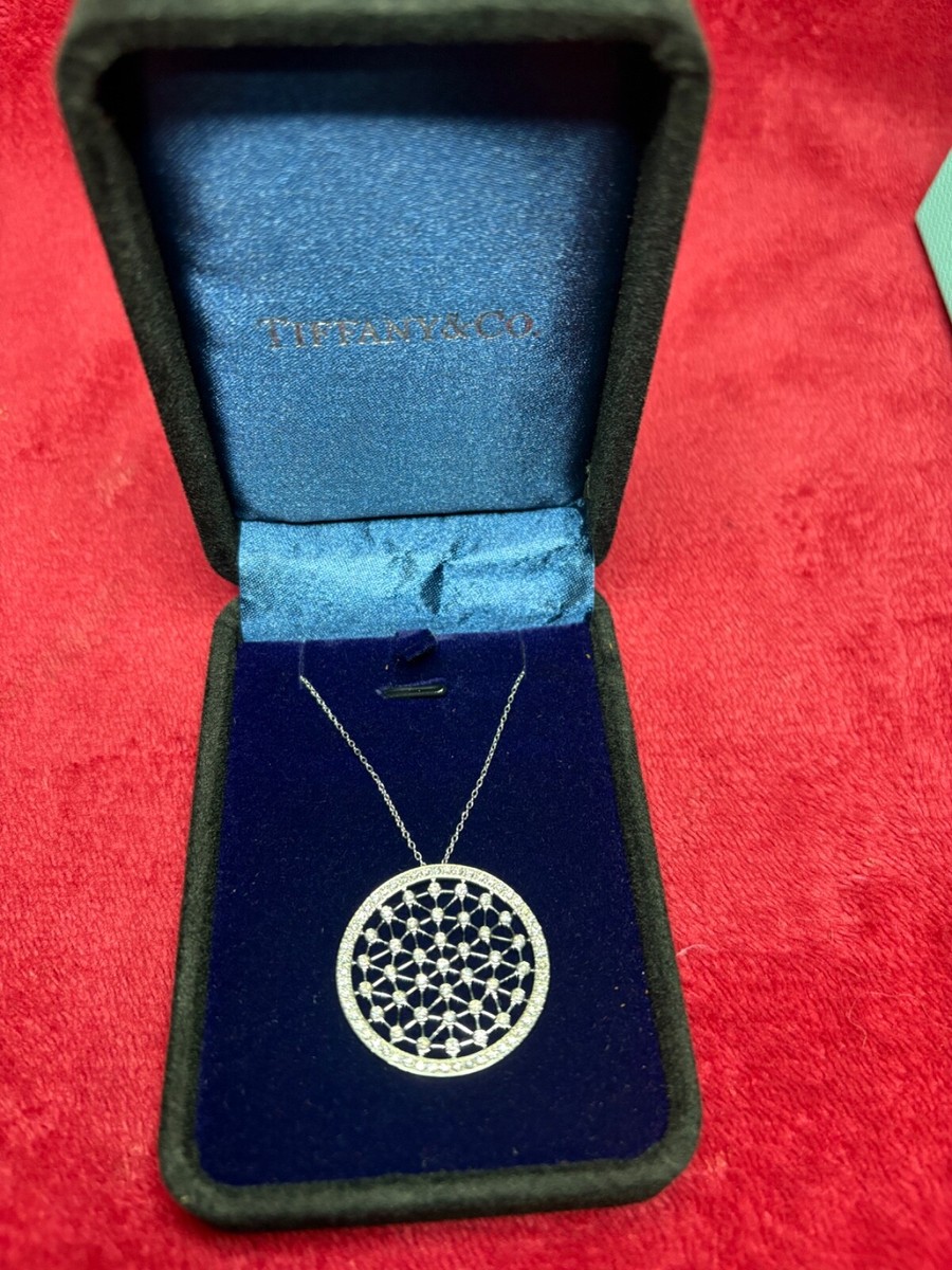 Tiffany Co Platinum set Diamond Cobblestone Pendant with box, approx