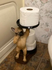 Cute and Adorable French Bulldog Toilet Paper Holder for the bathroom. New 