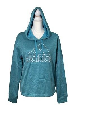 ADIDAS ClimaWarm Turquoise Hoodie Athleisure Sportswear Logo Women's Size L