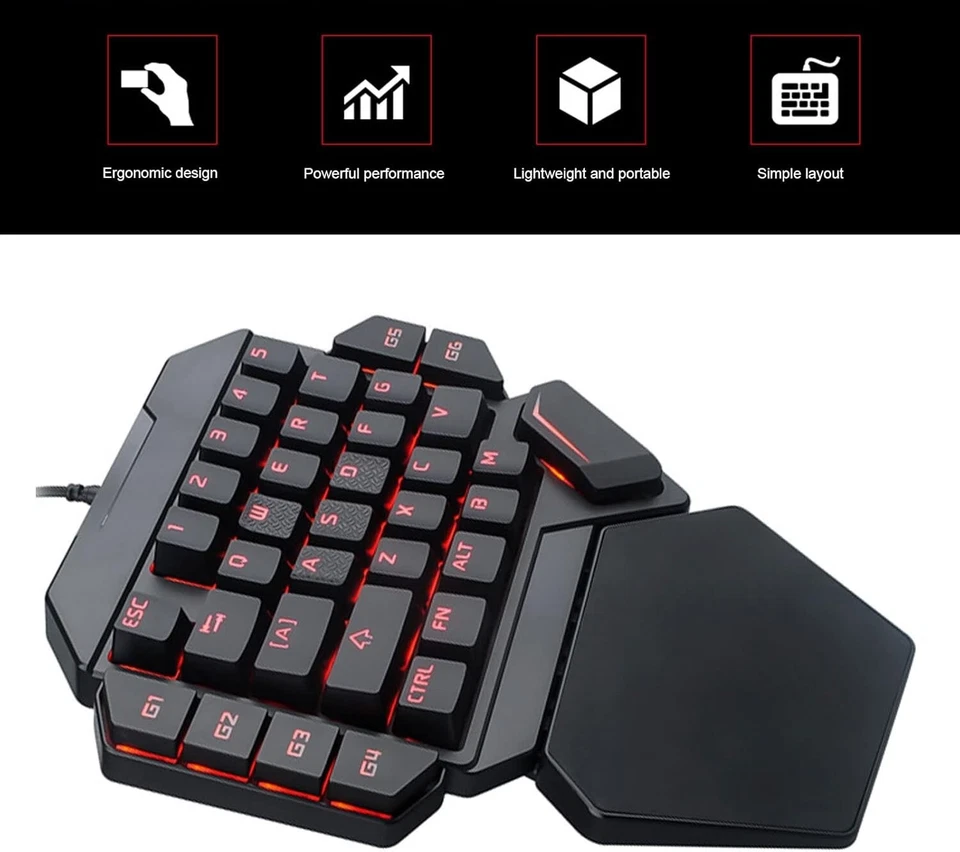 K50 One-handed Mechnical Keyboard RGB, Blue Switch, Bionic Silicone Hand Rest UK - Image 3 of 4