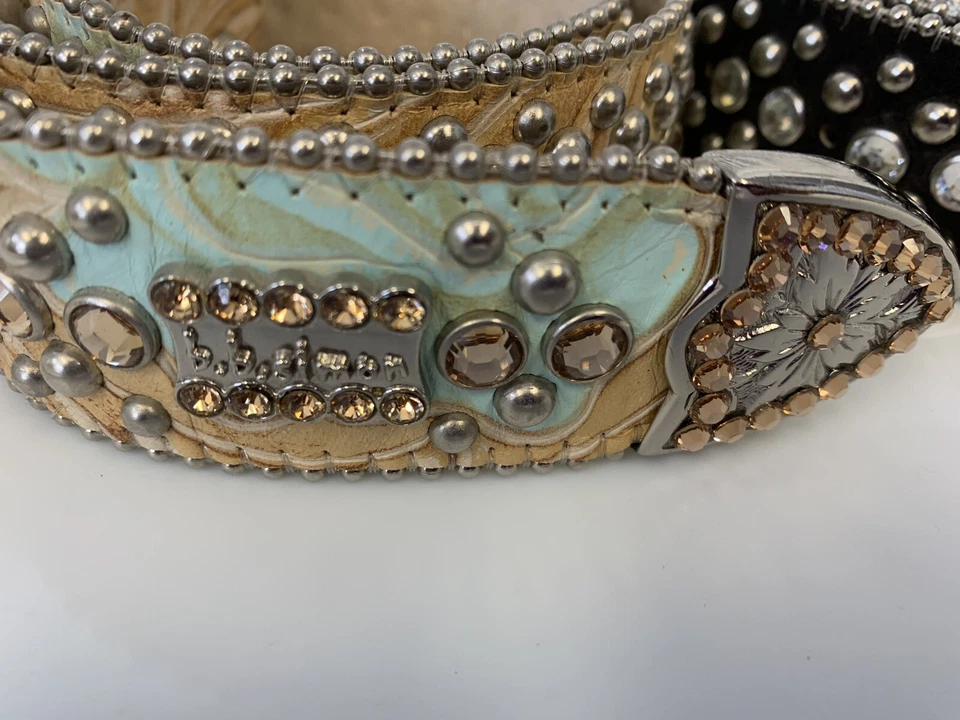 "Lote de cinturones BB Simon (2) dos cinturones occidentales de cristal sin hebillas 34"" Veronica Adabelle" Foto 4 de 4