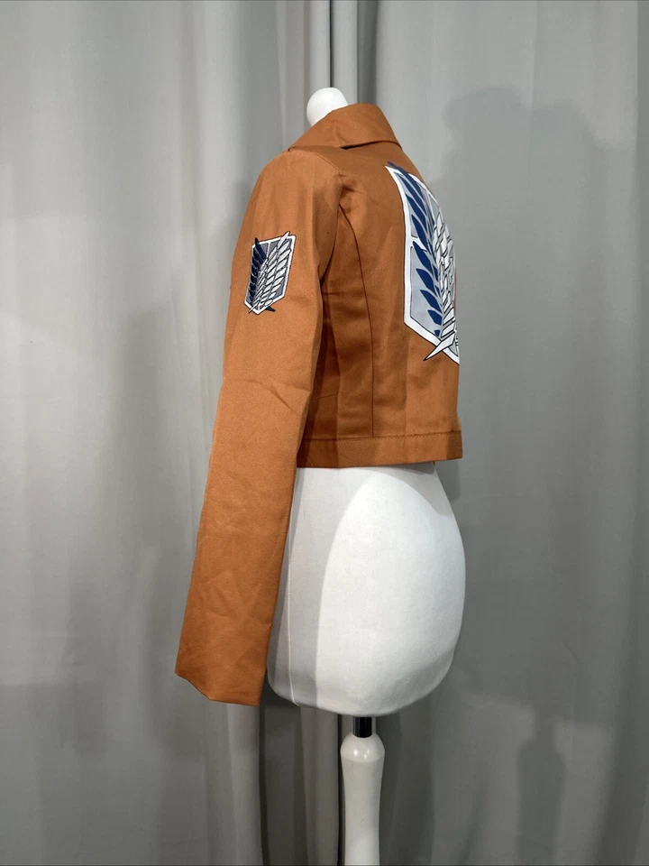 Very Cool Coral Brown Crest Military Cropped Jacket S A16VE - Image 4 of 4