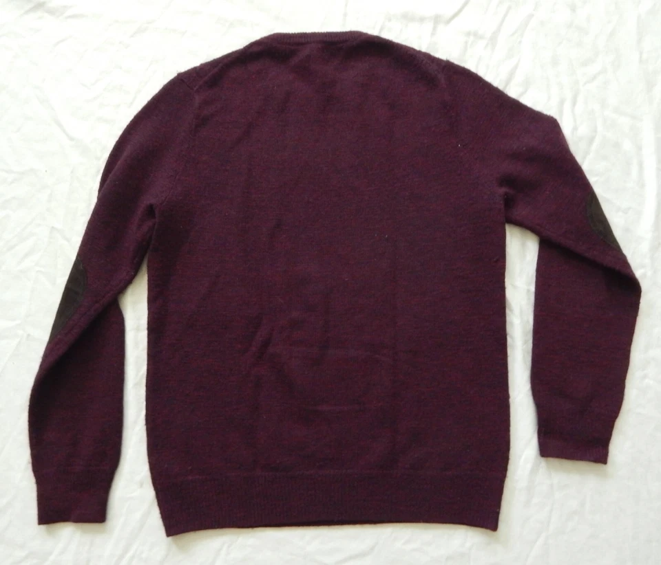 Suéter Pullover Lana Merino Púrpura Sólido Cuello Redondo - Mediano Delgado Para Hombres J. Tripulación Foto 2 de 4