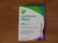 ONETOUCH VERIO GLUCOSE TEST STRIPS - NEW SEALED BOX OF 100 EXP 12/31/2026