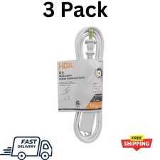 6 Ft. 16/2 Light Duty Indoor Multi-Outlet Extension Cord White 3 Pack 