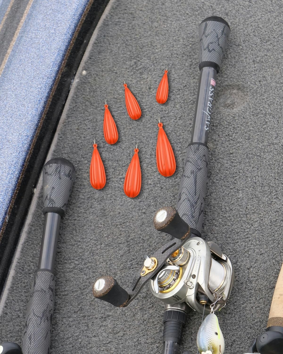 6 PCS Fishing Practice Plugs - 6 Mixed Sizes Orange Bait Casting Practice Plug, - Image 6