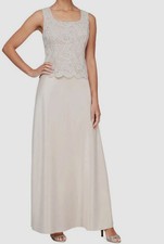 Alex Evenings Women's Beige Mother of The Bride Floral Evening Dress Size 16