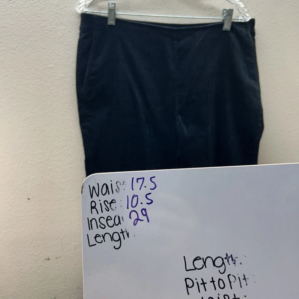 J. Jill Women's Velour Velvet Pants Size 12 Black Straight Leg Ankle Slacks - Image 2 of 4