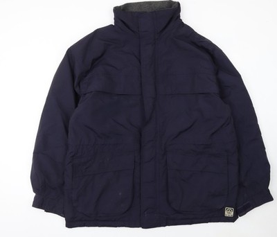BHS Herren Blau Nylon Parka Jacke M Kapuze Gefüttert Wintermantel