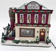 St. Nicholas Square   "SNS BREWERY"  2009 Ceramic Christmas Village - LED Lights
