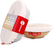 cotton Rope Banneton Bread Proofing Basket Set, 2 round Bread Baskets with Liner
