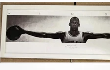 New White Framed ACRYLIC TEXTURED Michael Jordan Wings Poster Size 24”X65” Print