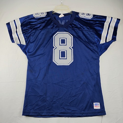 Vintage 90s Dallas Cowboys Jersey Mens Lg Blue #8 Troy Aikman Wilson Made in USA - Picture 6 of 16