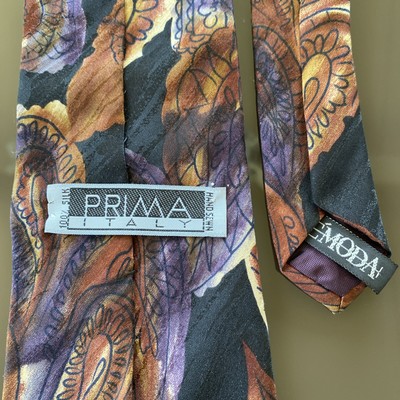 Prima Italian 100% Silk Tie Hand Sewn Paisley Print