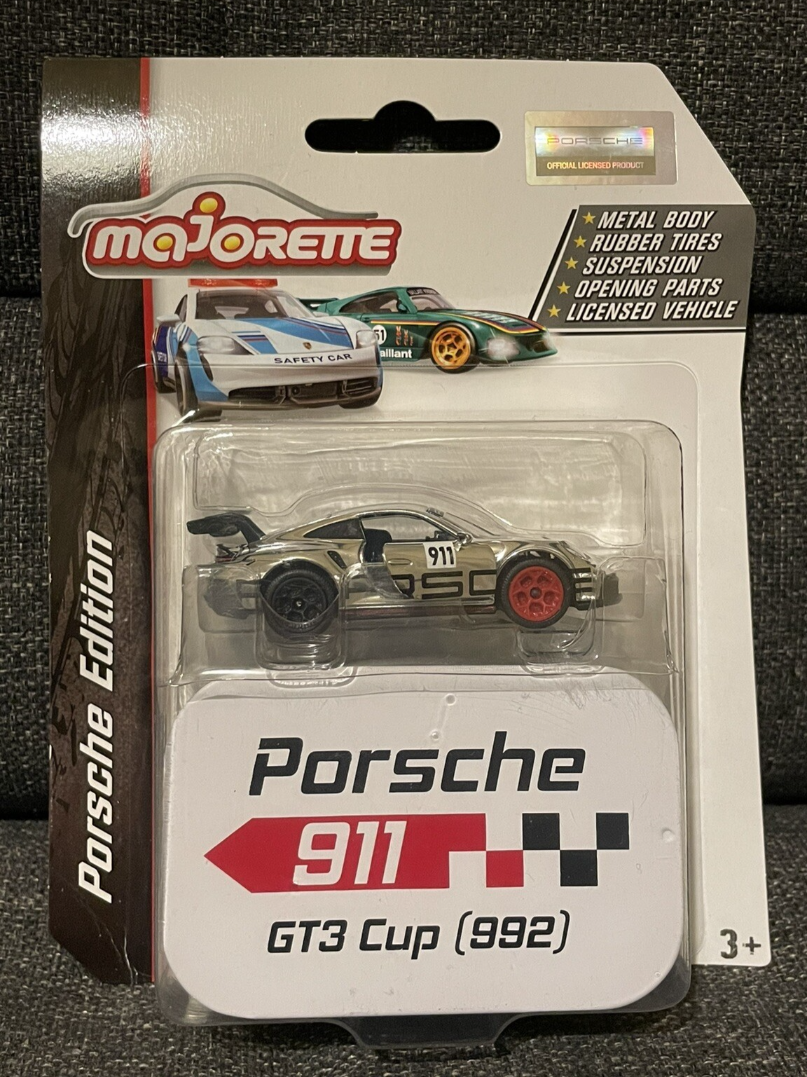 Diecast Majorette Porsche 911 GT3 Cup 992 Deluxe Edition Chrome New Box