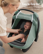 Baby Car Seat Cover, Extra Large Mesh Window, Breathable Muslin Cotton, Infan...