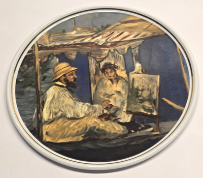 Limoges France Manet Monet Studio Boat Porcelain Plate 10'' Art Display Decor