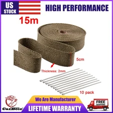 2"x50ft Roll Titanium Header Turbo Pipe Manifold Exhaust Heat Wrap Tape+10x Ties
