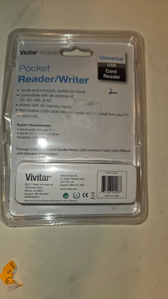 Vivitar Mobile Pocket Reader Writer-50-in-1 HI SPEED-USB Card Reader NEW SEALED - Image 3 of 4