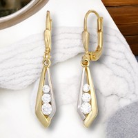 OhrhäNger 333 Gold Gelbgold Bicolor 6 Zirkonia Ohrringe Boutons Goldohrringe