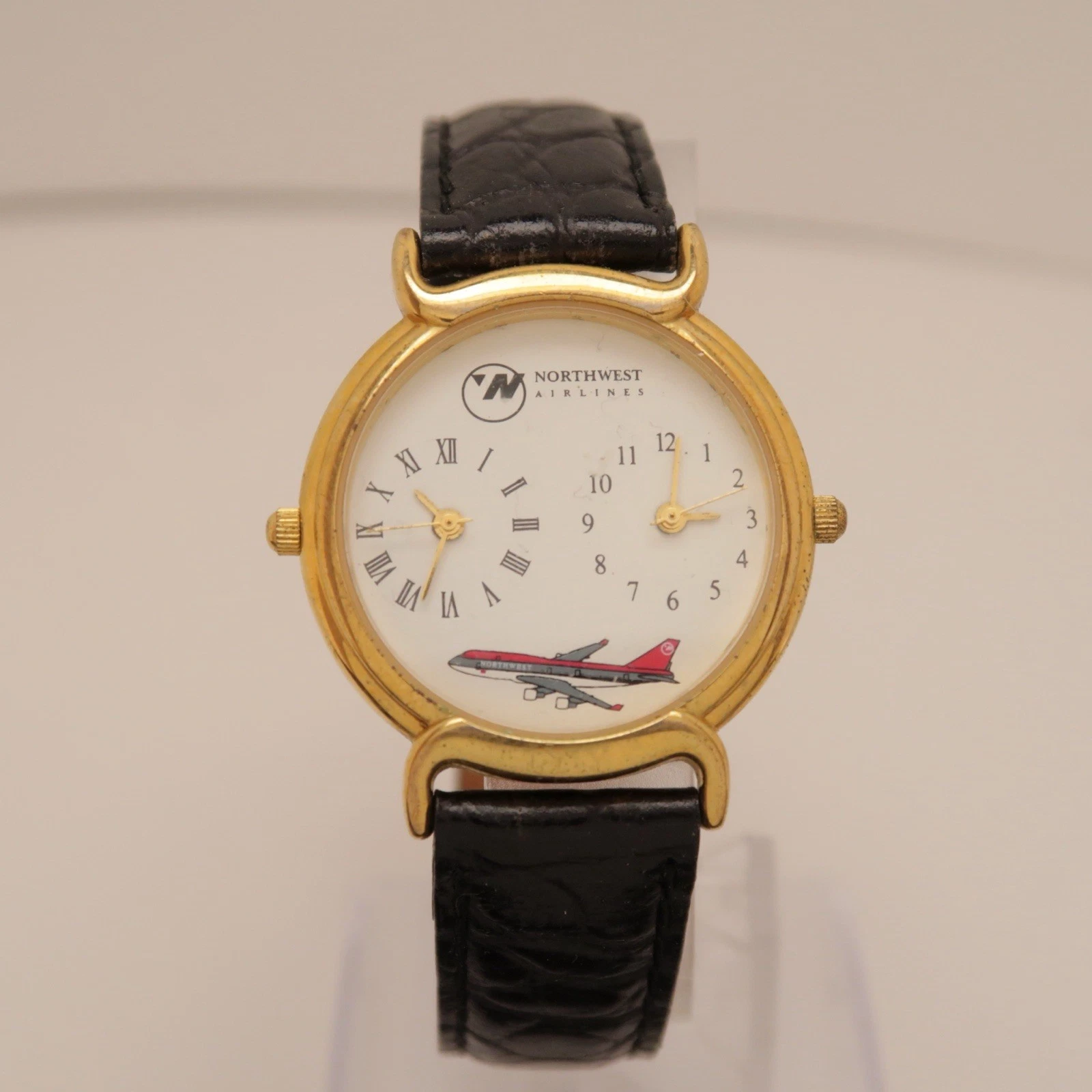 Northwest Airlines Dual Time Analog Quartz Vintage Watch W232 *WORKING
