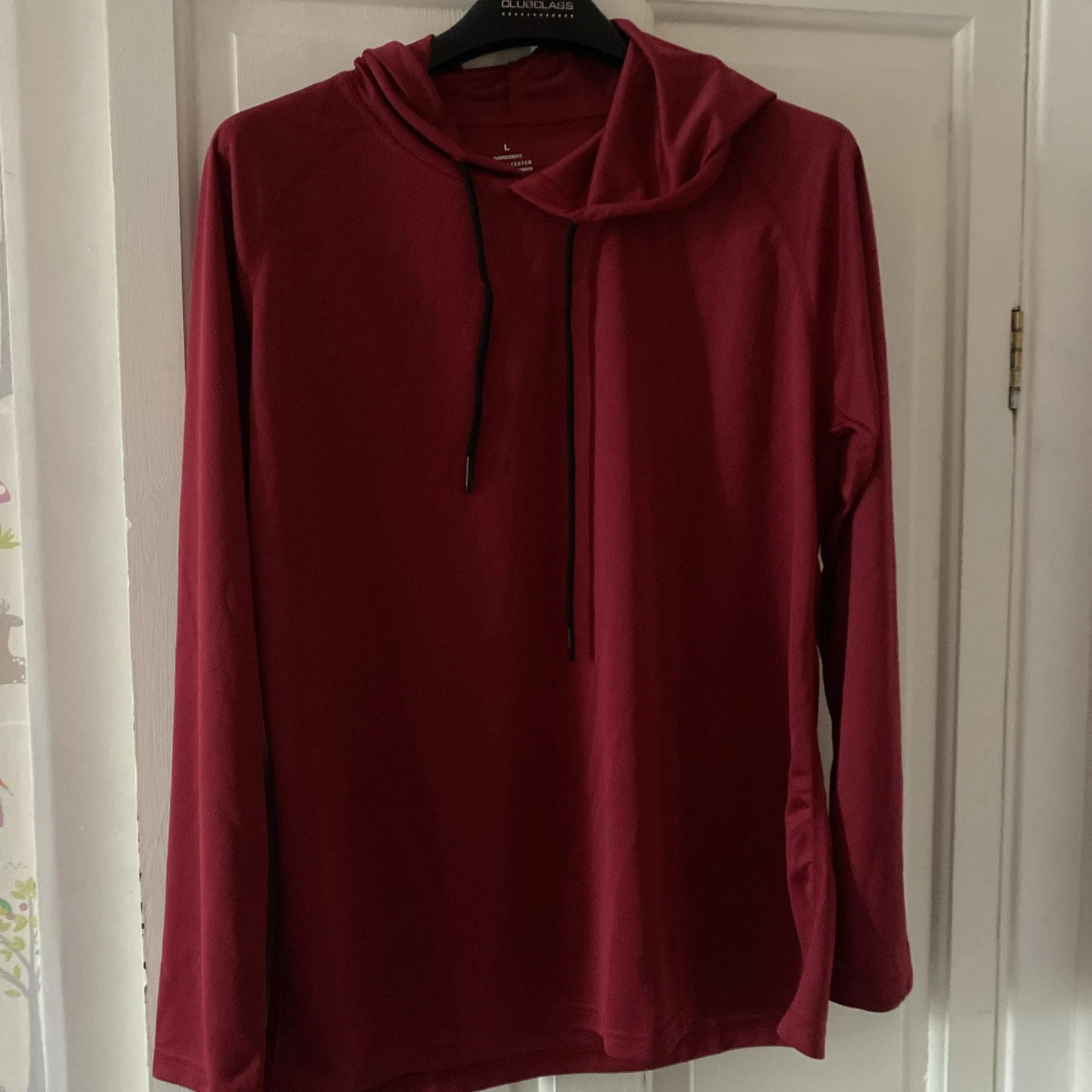 Men's Lightweight Breathable Hoodie Size L Burgundy Colour