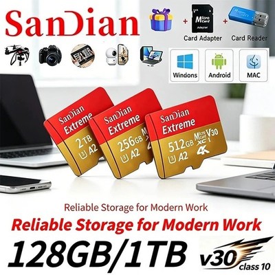 512GB 256GB 128GB Micro SD Card V30 Class 10 Memory Card For Dash Cam Surveillan