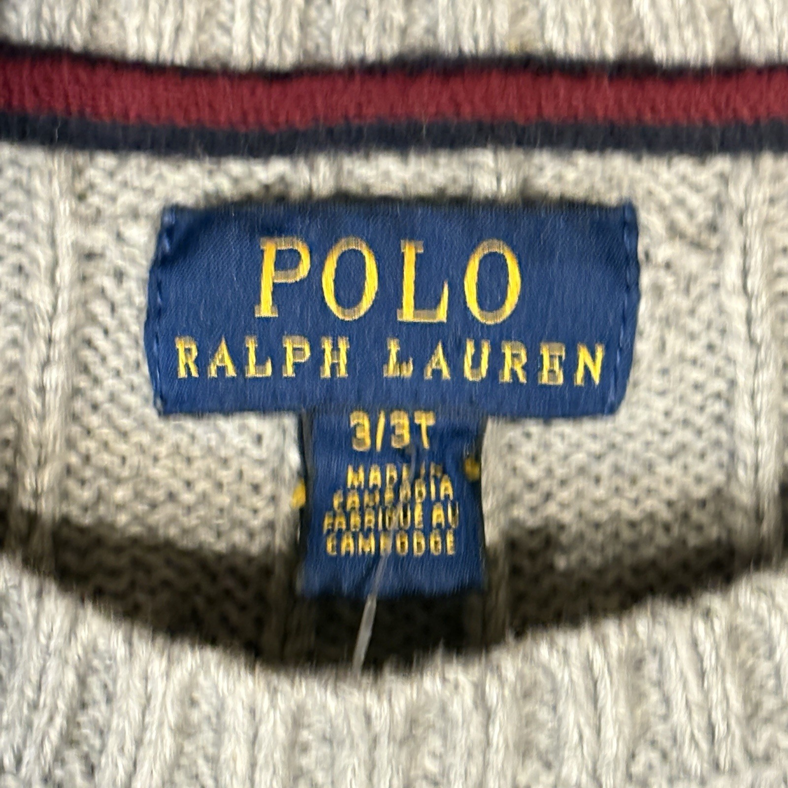 Polo RALPH LAUREN Unisex 3/ 3T BOYS GIRLS Cable Knit SWEATER Grey Pony Logo KIDS thumbnail 4