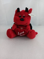 Dan Dee Red Devil Plush 7 Inch Love You Heart Stuffed Animal Whistling Works