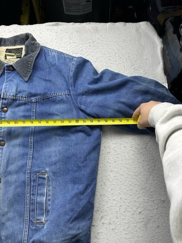 Vintage Men’s Wrangler Wrange Coat Sherpa Denim Marlboro Man 70s Western XL - Picture 7 of 8