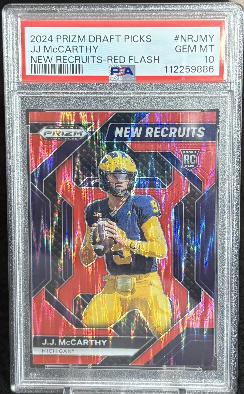 JJ McCarthy Panini Prizm Draft Picks New Recruits #NRJMY Red Flash