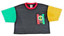 Vintage Cross Colours Crop Tee USA Made 90s Color Block Small Streetwear