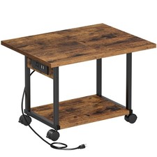 2-Tier Printer Stand with Wheels Charging Station for Home Office