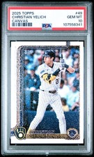 2025 TOPPS SERIES 1 CHRISTIAN YELICH CANVAS #ed /50 SP PSA 10 GEM MINT