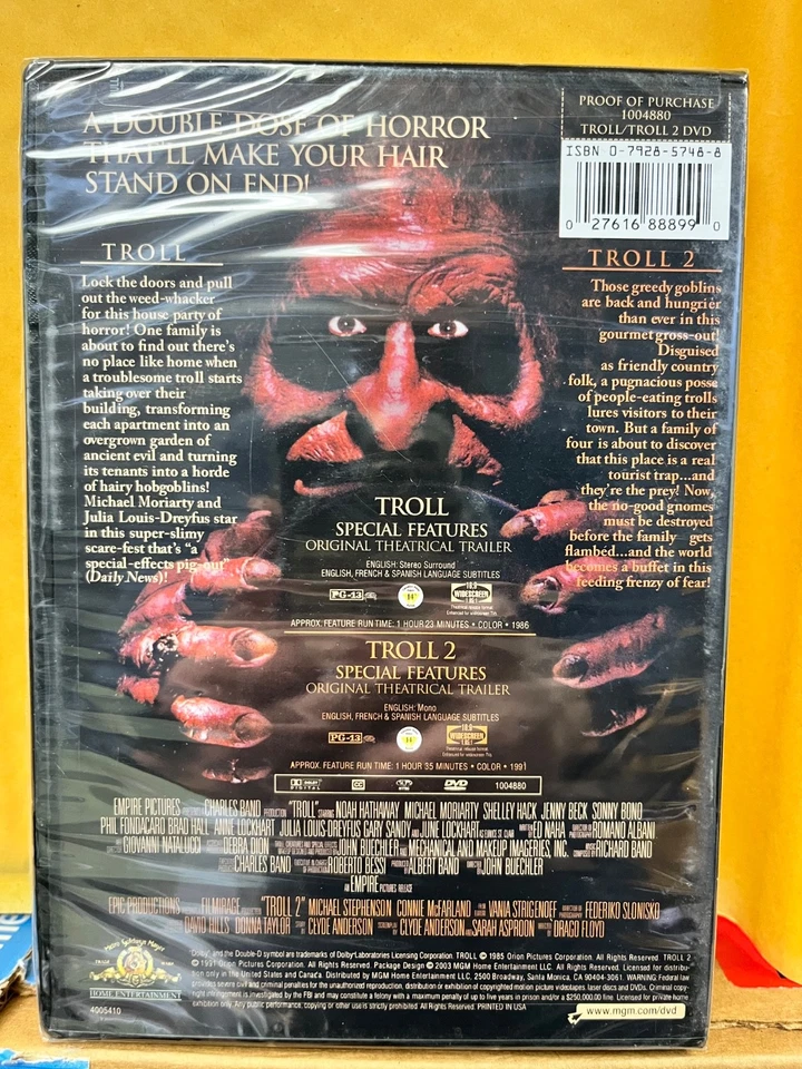 Troll/ Troll 2 (DVD, 2003) MGM, Sealed, Double Feature Classic OOP rare - Image 2 of 2