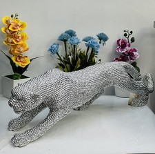 Leopard Ornament with Crushed Glass & Diamante Detailing  size : 80 x 14 x 19 cm