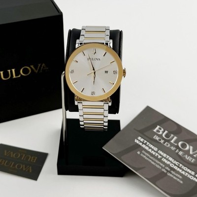 Bulova 98D151 Men's Futuro Two-Tone Diamond Watch Silver dial Men's Watch