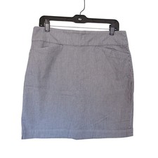 Talbots Womens Blue White Pinstripe Cotton Stretch Pencil Skirt Size 8 Pockets