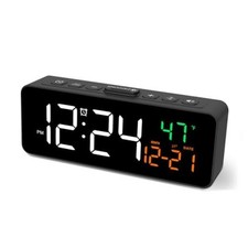 3-in-1 Digital Clocks for Living Room, Small  Compact Alarm Clock Black