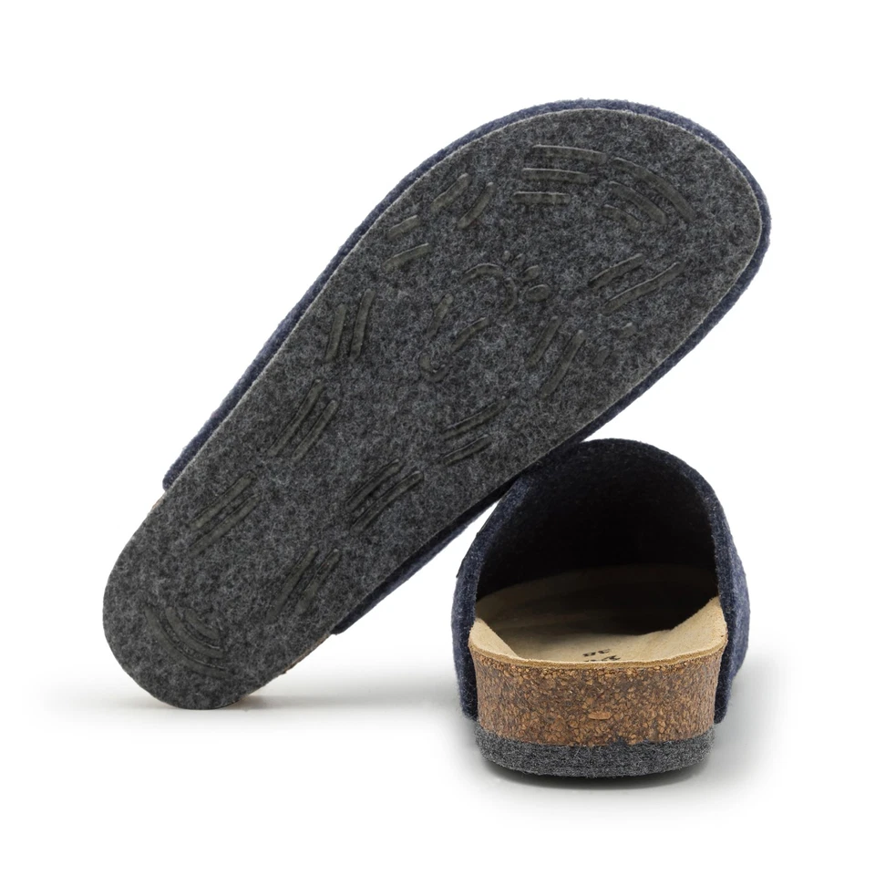 Bio Filzclogs Herren Filz Hausschuhe Korkfußbett Filzpantoffeln Pantoffel Marine - Bild 4 von 4