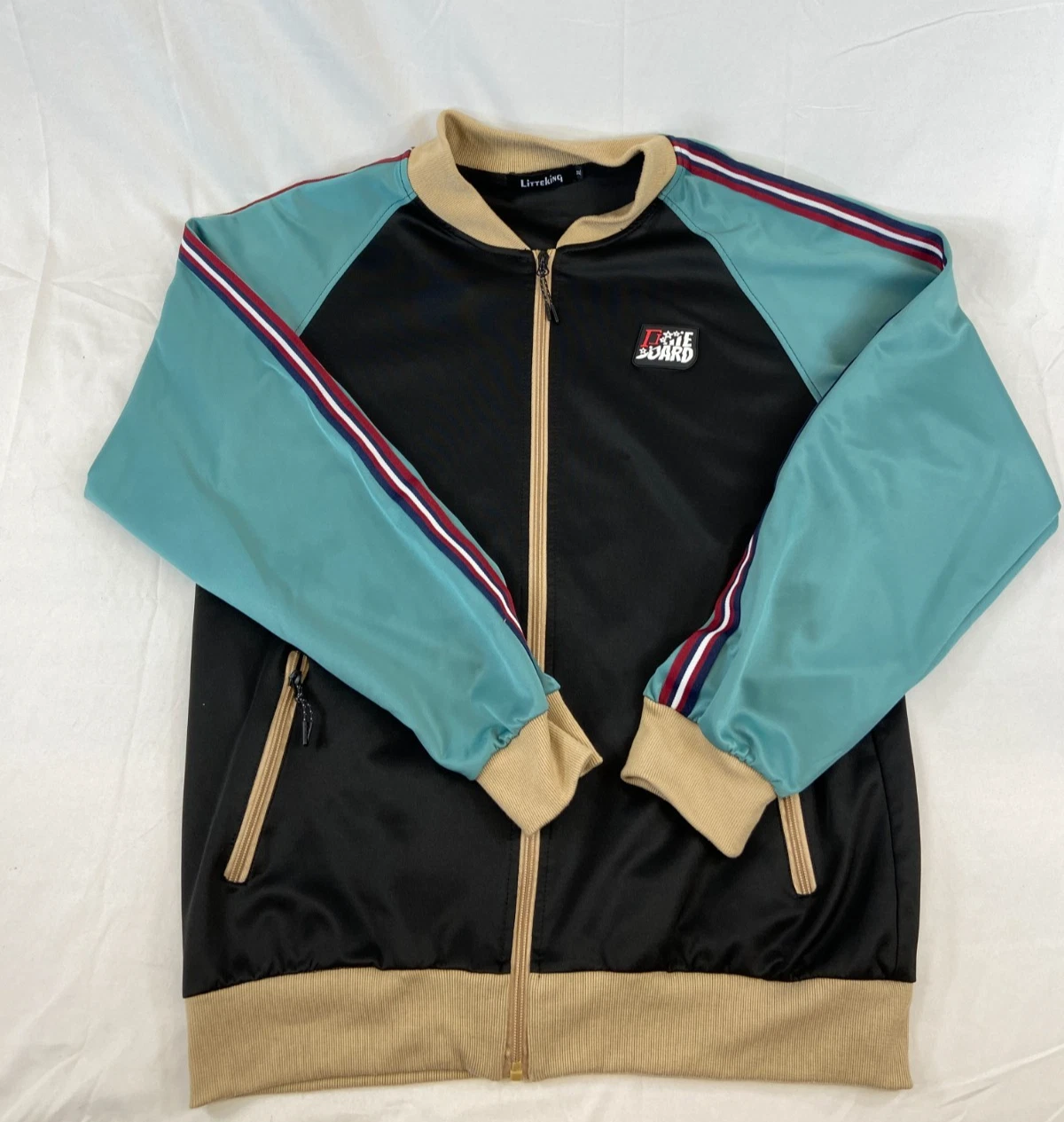 Striped Tri Color Full Zip Sweat Jacket XL Pockets Warm Outdoor Wear Casual